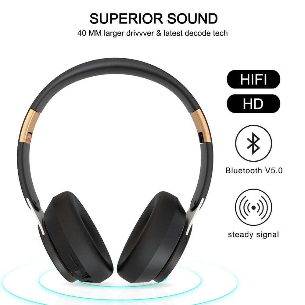 Wireless Headphones Bluetooth 5.0 Headset Foldable Earphones Hifi 9D Bass Stereo Earphone Sport Headset with Microphone