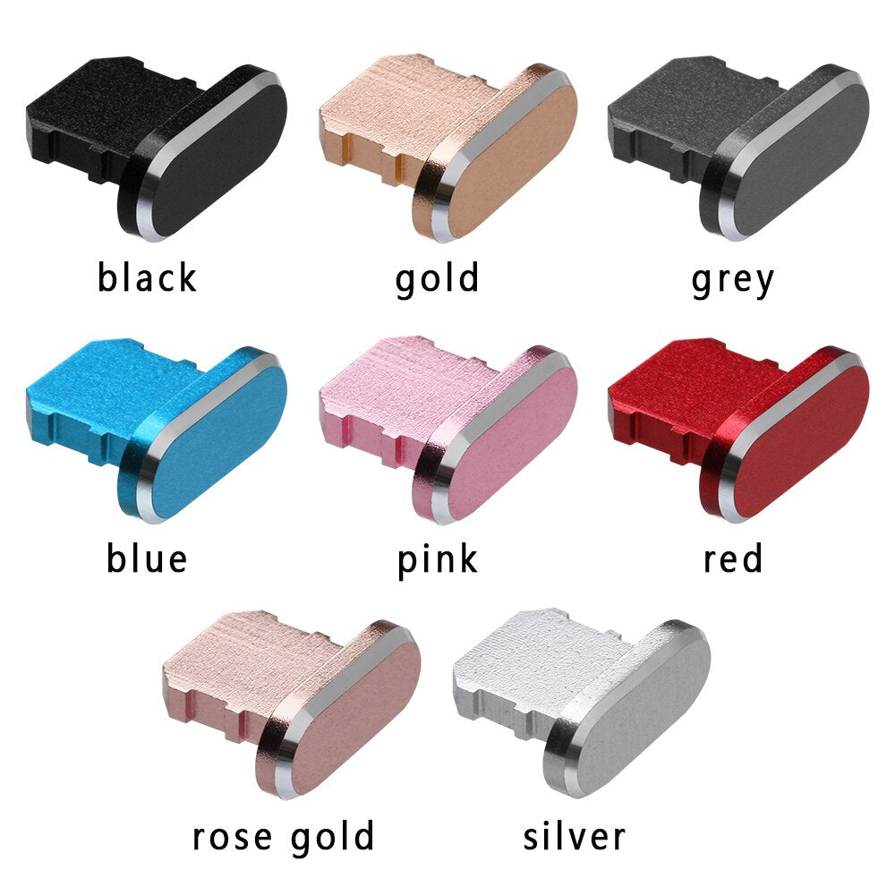 1PC Colorful Metal anti Dust Charger Dock Plug Stopper Cap Cover for Iphone X XR Max 8 7 6S plus Cell Phone Accessories