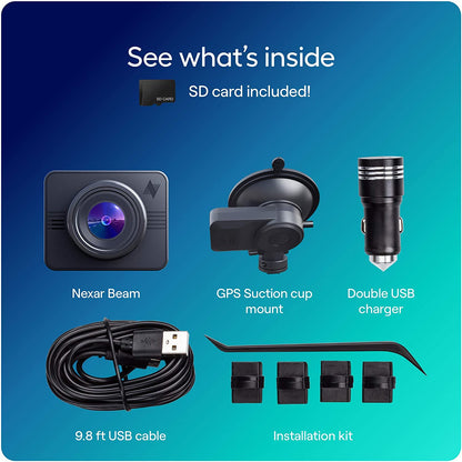 Beam GPS Dash Cam | HD Front Dash Cam | 2022 Model | 32 GB SD Card Included | Unlimited Cloud Storage | Parking Mode | Wifi