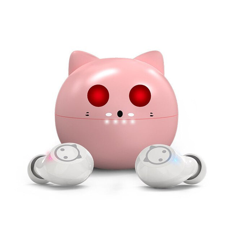 Cute Cartoon Wireless Earphone Bluetooth 5.0 Headphones Touch Control Earbuds with Mic for Kids Adult Halloween Gift