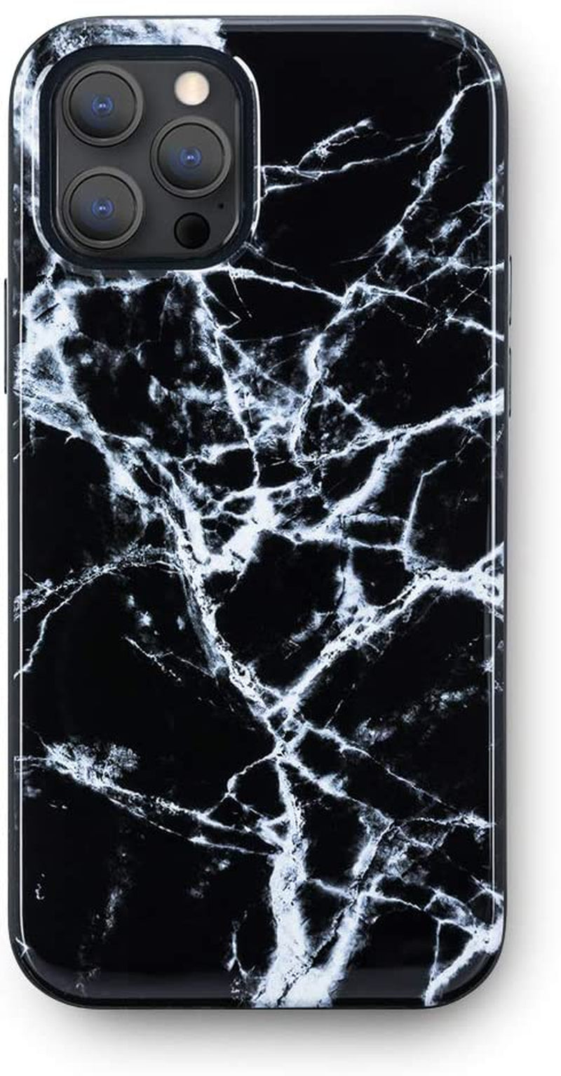 - Iphone 12 Pro Max Case - Stylish Black Polished Marble Phone Cover - Anti-Scratch, Wireless Charging Compatible, 360° Shockproof Protective Cases for Apple Iphone 12 Pro Max