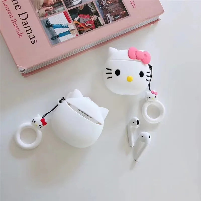 Kawaii Hello Kitty Funda Airpods Cases for 1/2/3/Pro Bluetooth Headset Case Soft Airpods-Cases Hello Kitty for Girl Christma New